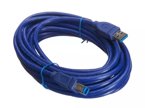 Кабель USB(Am)-USB(Bm), 0.9 А, 5 м, синий, Netko (NUSB-3.0AB-5m-php/blu)