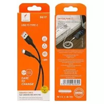 Кабель USB Type-C-USB, 2.4A быстрая зарядка, 1м, черный SKYDOLPHIN S61T (206496)