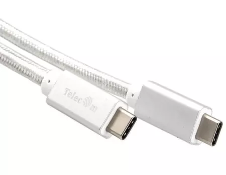 Кабель USB Type-C-USB Type-C, позолоченные разъемы, 1м, серебристый Telecom (TC420S)