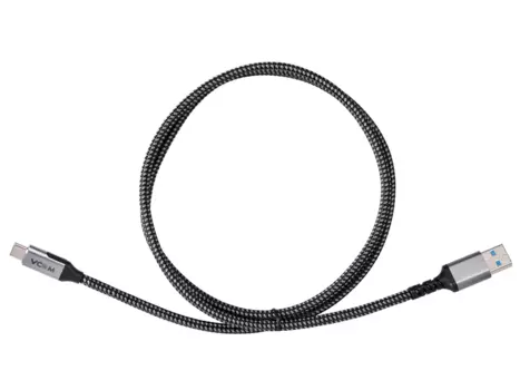 Кабель USB-USB Type-C, экранированный, 3A 1м, серебристый VCOM (CU401M-1M)