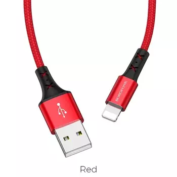 Кабель USB-Lightning 8-pin, 2.1A, 1м, красный Borofone Enjoy BX20 (6931474700780)