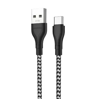 Кабель USB-Type-C, 1м, белый/черный Borofone Beneficial BX39