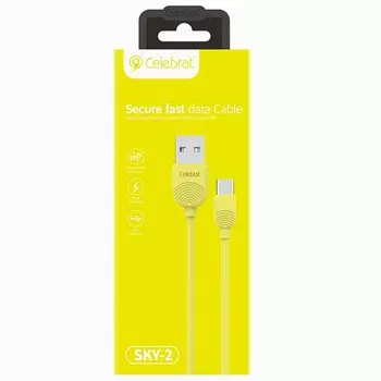 Кабель USB-Type-C, 1м, желтый Celebrat SKY-2T (116118)