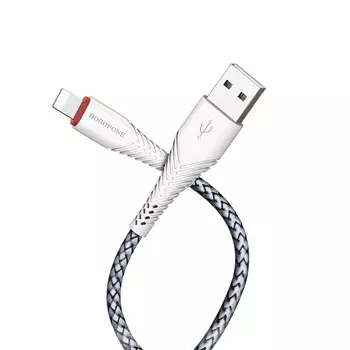 Кабель USB-Lightning 8-pin, 1м, белый Borofone BX25 Powerful (03460)