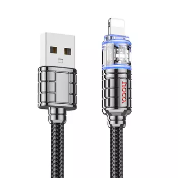 Кабель USB-Lightning 8-pin, 2.4А, 1.2 м, черный, HOCO U122