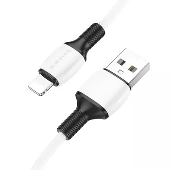 Кабель USB-Lightning 8-pin, 2.4А, 1 м, белый, Borofone BX84 Rise (6974443386776)