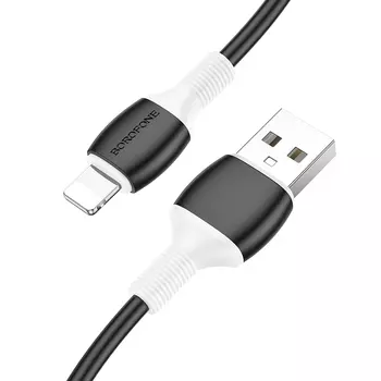 Кабель USB-Lightning 8-pin, 2.4А, 1 м, черный, Borofone BX84 Rise (6974443386769)