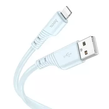 Кабель USB-Lightning 8-pin, 2.4А, 1 м, голубой, HOCO Crystal X97