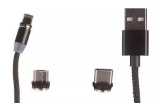 Кабель USB-Micro USB+USB Type-C+Lightning 8-pin, 1A, 1м, черный Red Line