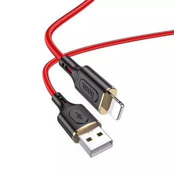 Кабель USB-Lightning 8-pin, 2.4А, 1 м, красный, HOCO Goldentop X95