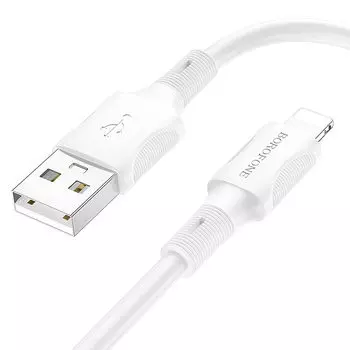 Кабель USB-Lightning 8-pin, 2.4A, 1м, белый Borofone BX80 Succeed (6974443385199)