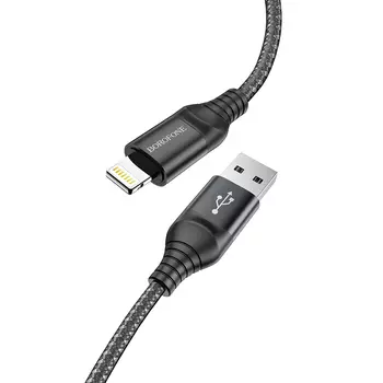 Кабель USB-Lightning 8-pin, 2.4A, 1м, черный Borofone BX56 (6931474750921)