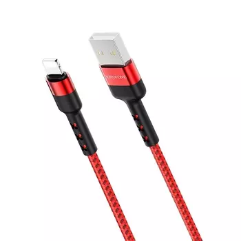 Кабель USB-Lightning 8-pin, 2.4A, 1м, красный Borofone Advantage BX34