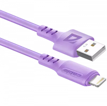 Кабель USB-Lightning 8-pin, 2.4A 1 м, фиолетовый Defender F207 (87107VIO)