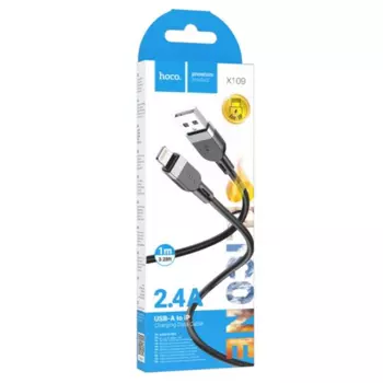 Кабель USB-Lightning 8-pin, 2.4А, 1 м, черный, HOCO Energy X109 (6942007636209)