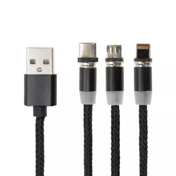 Кабель USB-Micro USB/USB Type-C/Lightning 8-pin, 1м, черный SONNEN ( 513561)