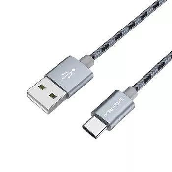 Кабель USB-Type-C, 2.4A, 1м, серый Borofone BX24 Ring