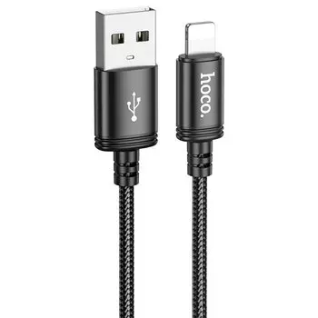 Кабель USB-Lightning 8-pin, экранированный, 2.4А, 3 м, черный, HOCO Radiance X91 (6931474788702)