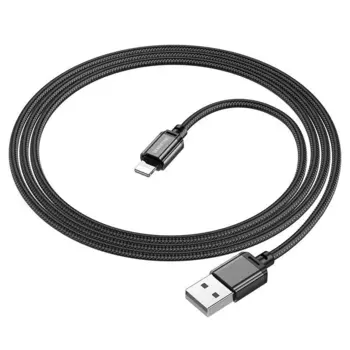 Кабель USB-Lightning 8-pin, быстрая зарядка, 2.4А, 1 м, черный, Borofone Sharp BX87