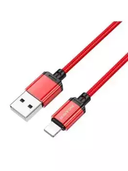 Кабель USB-Lightning 8-pin, быстрая зарядка, 2.4А, 1 м, красный, Borofone Sharp BX87