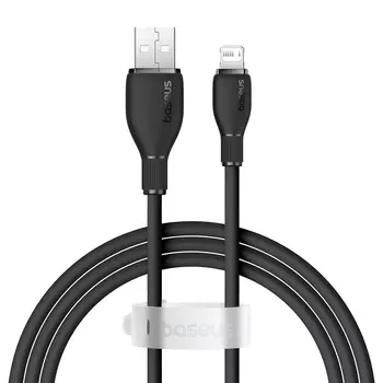 Кабель USB-Lightning 8-pin, быстрая зарядка, 2.4А, 20 Вт, 2 м, черный, Baseus Pudding (P10355700111-01)