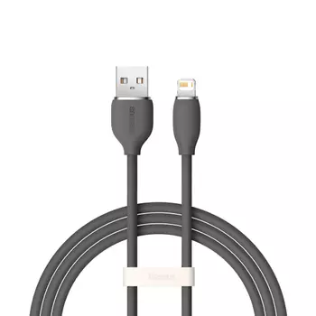 Кабель USB-Lightning 8-pin, быстрая зарядка, 2.4А, 2 м, черный, Baseus Jelly Liquid Silica Gel (CAGD000101)