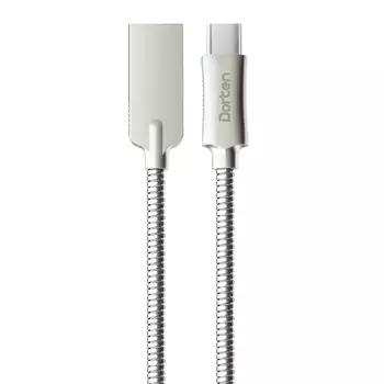 Кабель USB 2.0(Am)-Type-C, 2.4A быстрая зарядка, 1м, серебристый Dorten Steel Shell Series (DN303601)