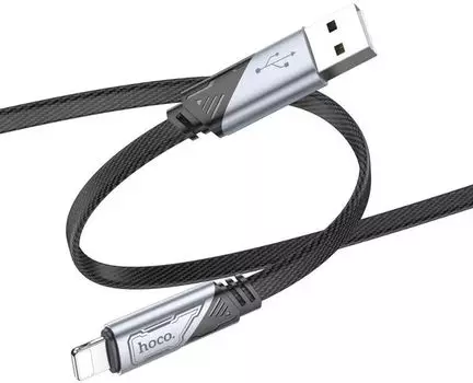 Кабель USB-Lightning 8-pin, плоский, 2.4А, 1.2 м, черный, HOCO U119 Machine