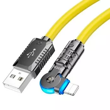 Кабель USB-Lightning 8-pin, прямой/угловой, 2.4А, 1.2 м, желтый, HOCO U118