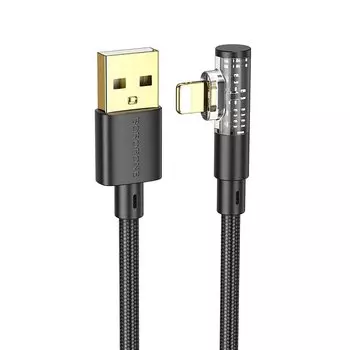 Кабель USB-Lightning 8-pin, прямой/угловой, 2.4А, 1 м, черный, Borofone BU39