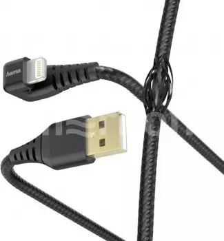 Кабель USB-Lightning 8-pin, угловой, позолоченные разъемы, 2.4A, 1.5м, черный Hama (00187221)