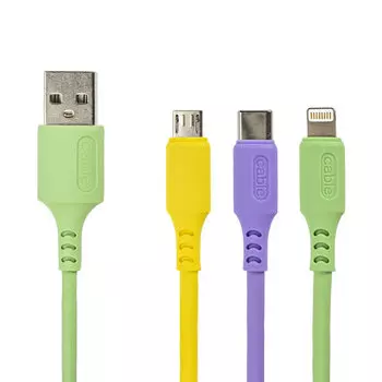 Кабель USB-Micro USB/USB Type-C/Lightning 8-pin, 1м, зеленый SONNEN ( 513562)