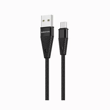 Кабель USB-Micro USB, 1м, черный Borofone Pineapple BU10