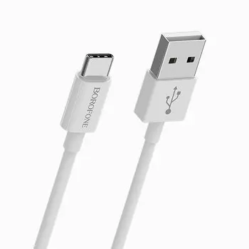 Кабель USB-Type-C, 3A, 1м, белый Borofone Bloom BX22