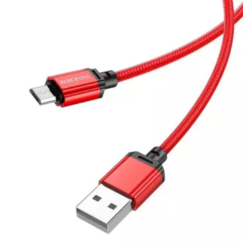Кабель USB-Micro USB 2.0 (Bm), быстрая зарядка, 2.4А, 1 м, красный, Borofone Sharp BX87