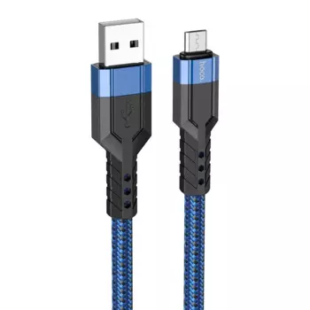 Кабель USB-Micro USB, 2.4А, 1.2 м, синий, HOCO U110