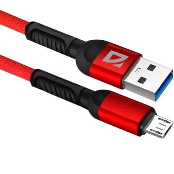 Кабель USB-Micro USB, 2.4A 1 м, красный Defender F167 (87105RED)