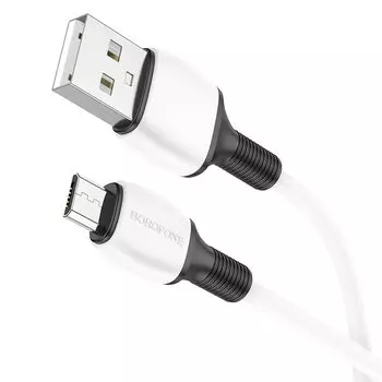 Кабель USB-Micro USB, 2.4А, 1 м, белый, Borofone BX84 Rise (6974443386790)