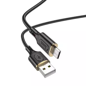 Кабель USB-Micro USB, 2.4А, 1 м, черный, HOCO Goldentop X95