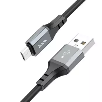 Кабель USB-Micro USB, экранированный, 2.4А, 1 м, черный, HOCO Spear X86