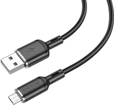 Кабель USB-Micro USB, быстрая зарядка, 3А, 1 м, черный, Borofone Cyber BX90 (6974443389609)