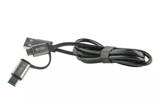 Кабель USB 2.0(Am)-Micro USB 2.0(Bm)+USB 2.0 Type-C(m), 1м, черный Red Line