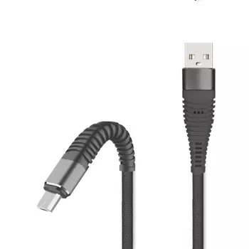 Кабель USB-microUSB 2.0, Jet.A, 1m, серый, QC3.0, 2A, доп. защита от заломов (JA-DC27 1m Grey)