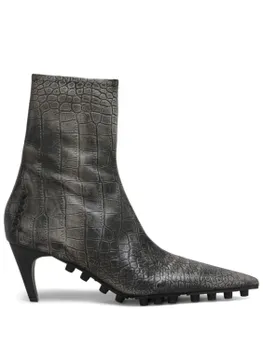 Ботинки Marni Spike из кожи с эффектом крокодила, черный