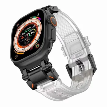 Роскошный резиновый ремешок для Apple Watch Band Ultra 2, 1, 49 мм, 45 мм, 44 мм, 42 мм, мягкий спортивный ремешок для iWatch Series 9, 8, 7, 6, 5, аксессуары для браслетов 42mm