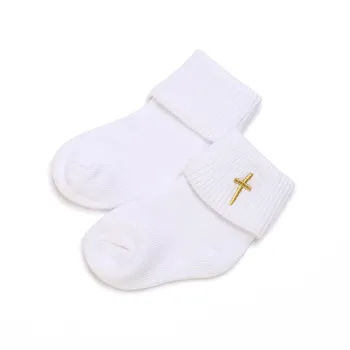 4 pairs of white versatile and adorable cotton baby socks for 0-1 year old newborn boys and girls 0-1 years old