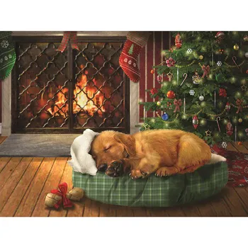 Полная круглая алмазная вышивка Sleepy Puppy 5D DIY Алмазная картина вышивка крестом Стразы 20X30CM