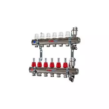 Коллекторная группа Valtec 1 - 6вых.(с расходомерами) евроконус 3/4" VTc.596.ЕMNX.0606