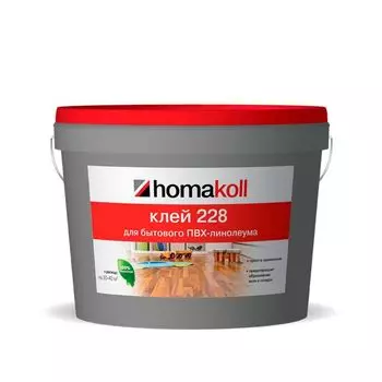 Клей Homakoll для ПВХ покрытий 228, 14 кг, 300-500 г/м2, для бытового линолеума, срок хранения 24 мес., морозостойкий