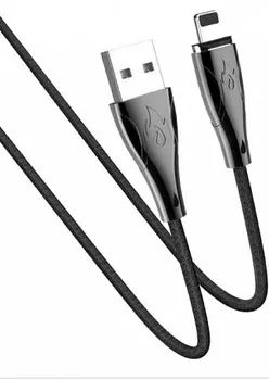 Кабель USB-Lightning 8-pin, экранированный, 3A быстрая зарядка, 1.2м, черный HOCO
